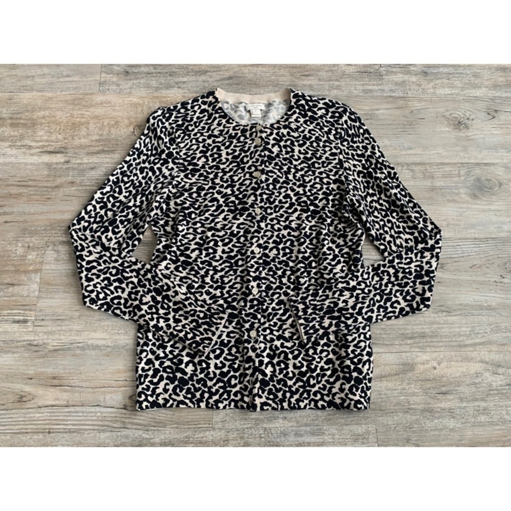 JCREW Leopard Long-Sleeve Button-Down Cardigan